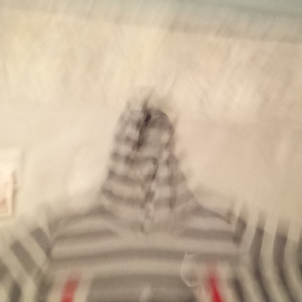 Gray and White Striped Hoodie